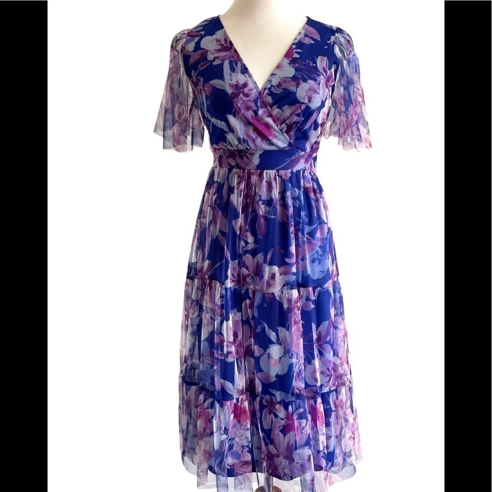 Nwt Candalite Flutter Sleeve Chiffon Dress